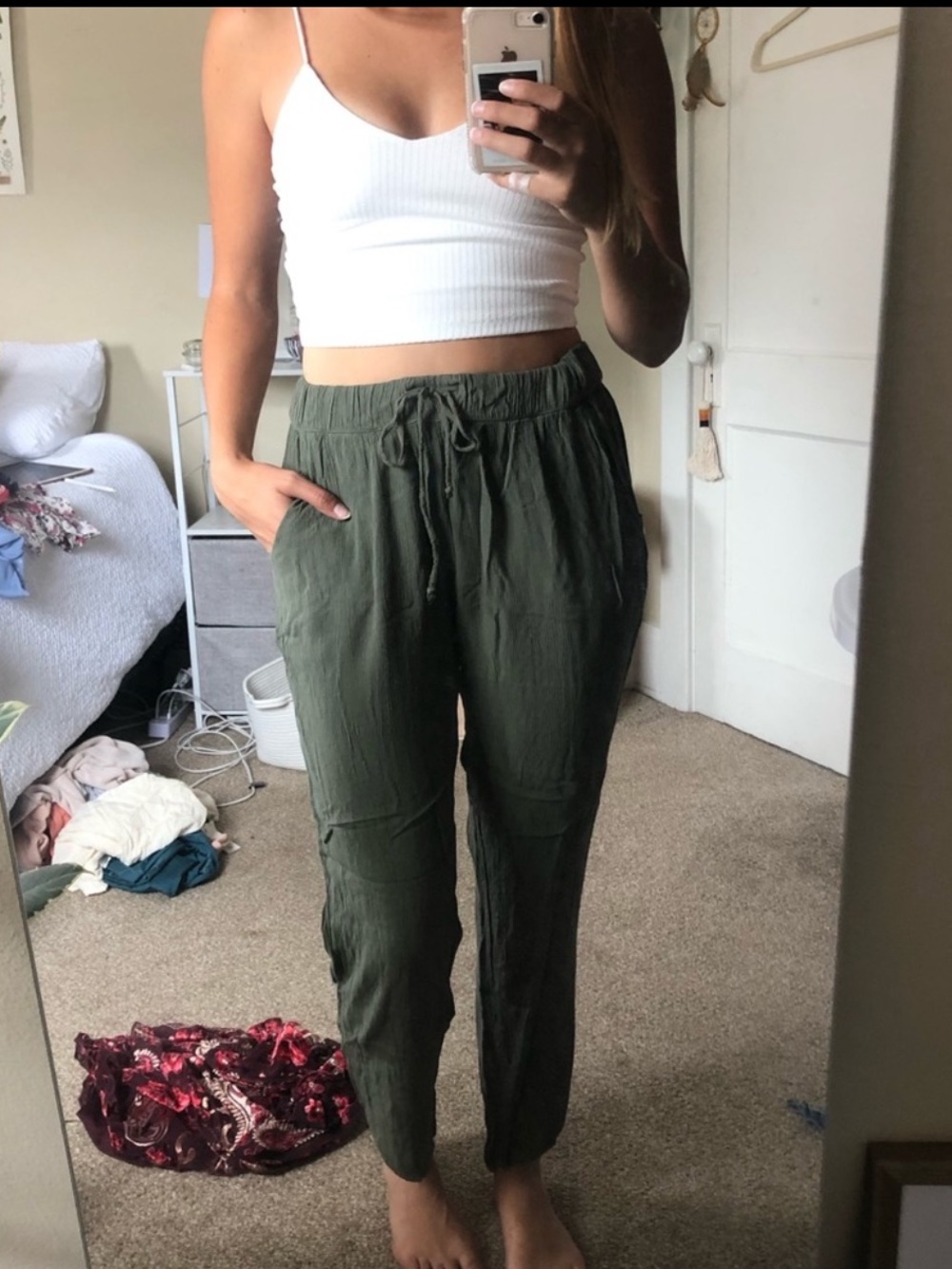 American Eagle Army Green Drawstring Pants
